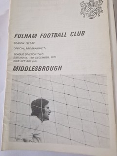 1971/72 Fulham V Middlesbrough Division Two