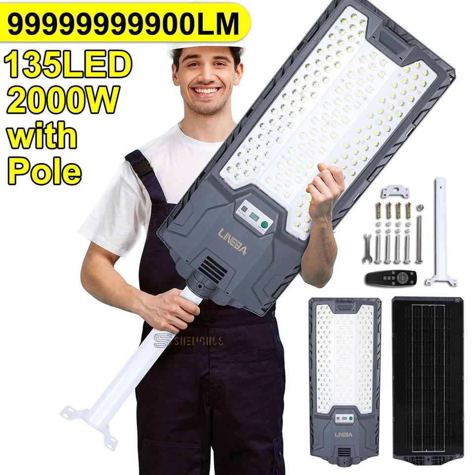 Luces de calle solares comerciales 200000 lm LED exteriores atardecer amanecer solares súper brillantes Foto 4 de 4