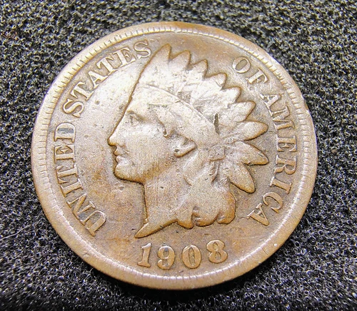 1908-S Indian Head Cent 1C - San Francisco Mint - VG Details - Mintage 1,115,000