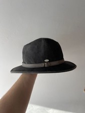 USED VINTAGE 'MAYSER' GERMANY, MEN'S OLIVE FEDORA TRILBY FELT HAT SIZE 59 CM