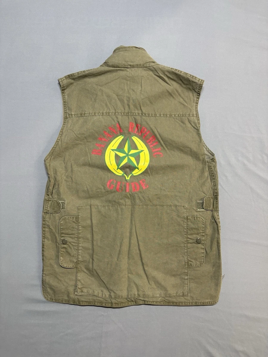 Gilet Utilitaire Vintage Banana Republic - Taille M Adulte - Beige - Style Safari Années 80