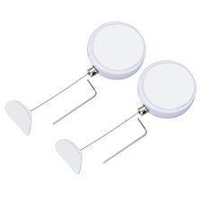 2 Pcs Round Retractable Remote Control Tether 3.3 Ft, White Curved Rubber Cap