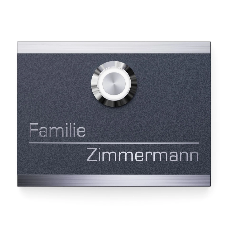 Graviers Klingelschild Gravur LED Klingeltaster Klingelplatte Klingel RAL7016 - Bild 2 von 4