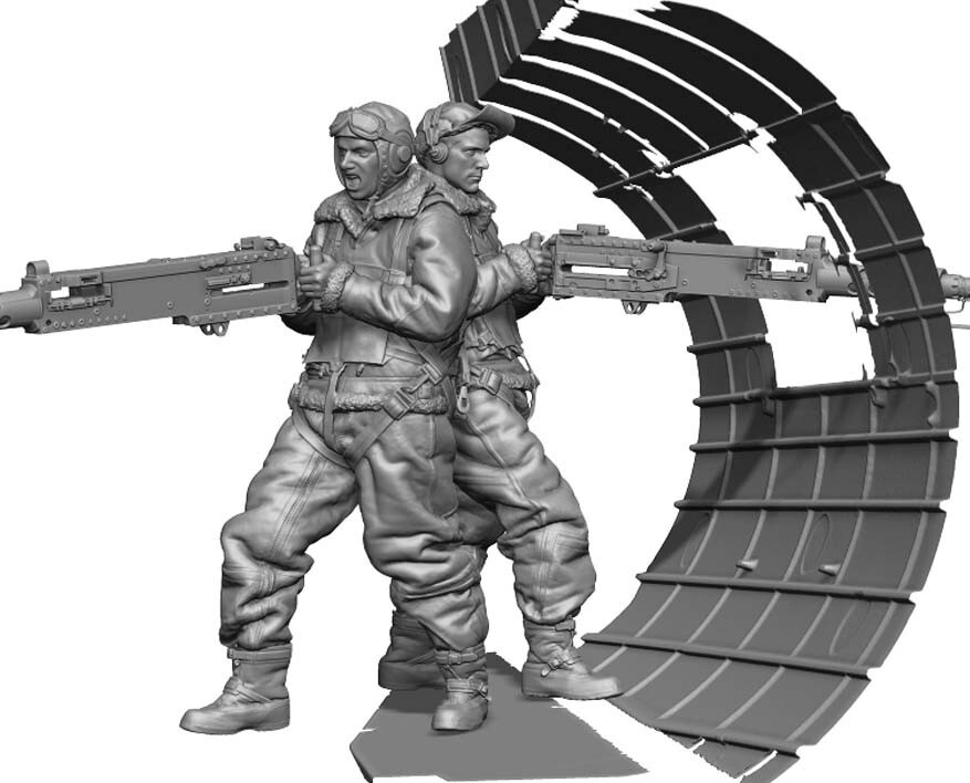 1/48 Legend Production WW2 US Bomber Waist Gunner (One Figure-Two Heads) #LF4813