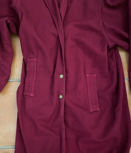 vintage 80s pink magenta denim Duster jacket coat, L, South West Sewing Blues - Picture 5 of 8
