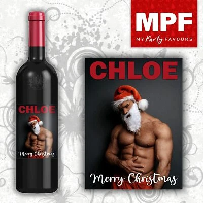 MY PARTY FAVOURS Personalised CHRISTMAS Wine Bottle Label - Sexy Secret Santa - Xmas Work Gift