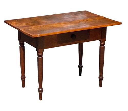 ANTIQUE QUEEN ANNE PENNSYLVANIA WALNUT COUNTRY TAVERN TABLE WITH CENTER DRAWER - Picture 4 of 13