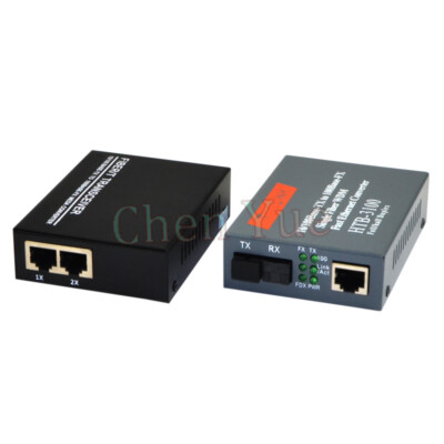 1Pair 10/100M Fiber Optic Media Converter 1 CH*SC 2 CH*RJ45 Netlink Converter