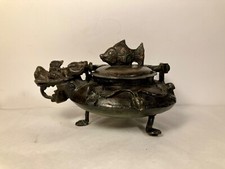 Jolie verseuse ou brule parfum en bronze patiné noir formant un dragon Chine XXE