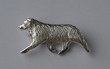 Broche grande de plata esterlina de pastor australiano de estudio móvil