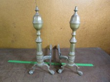 PAIR of VINTAGE CHIPPENDALE STYLE SPUR LEG, CLAW & BALL FOOT BRASS ANDIRONS