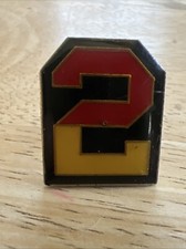 2nd Army - US Army - Red & Yellow - Gold Tone Border - Lapel Pin - Military