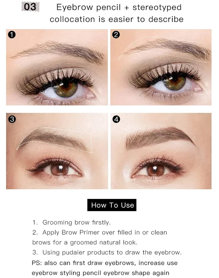 3in1 3D Styling Brow Gel Eyebrow Pencil Set Invisible Enhancer Eye Brow Pen Kit - Image 4 of 4