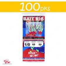 100pks Size 1/0 Premium Sabiki Rig 6 Gold hooks Piscatore Fish WOW! Mylar Skin