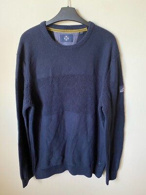 LRS Lerros Cotton Jumper XXL navy blue rib panel