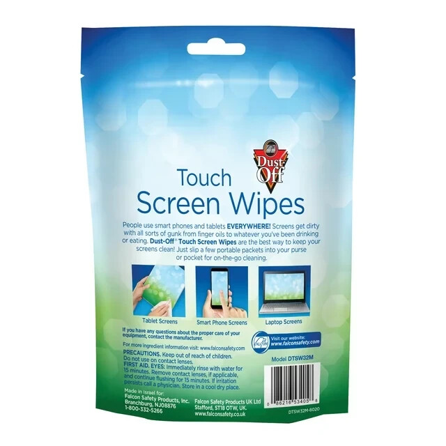 Dust-Off 32 TOUCH SCREEN CLEANING WIPES Phone Tablet TV Camera Laptop ...