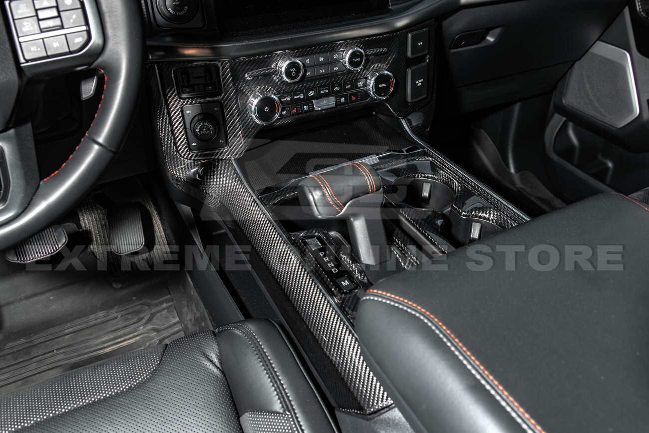 For 21-Up Ford F-150 CARBON FIBER Interior Center Console Side Panel Trim Cover