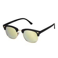 Black And Gold Adults Half Rim Horn Style Sunglasses Vintage Glasses Unisex UK