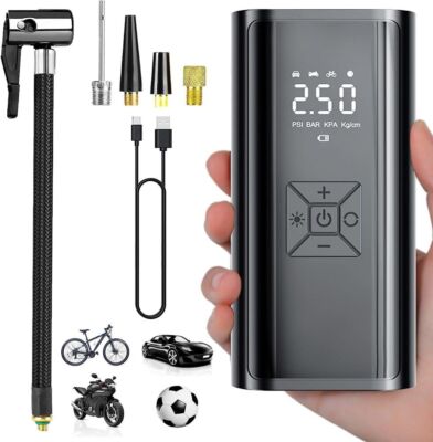 Portable 150PSI Air Compressor Tire Inflator Fits Car Moto Bike Tires Air Pumps