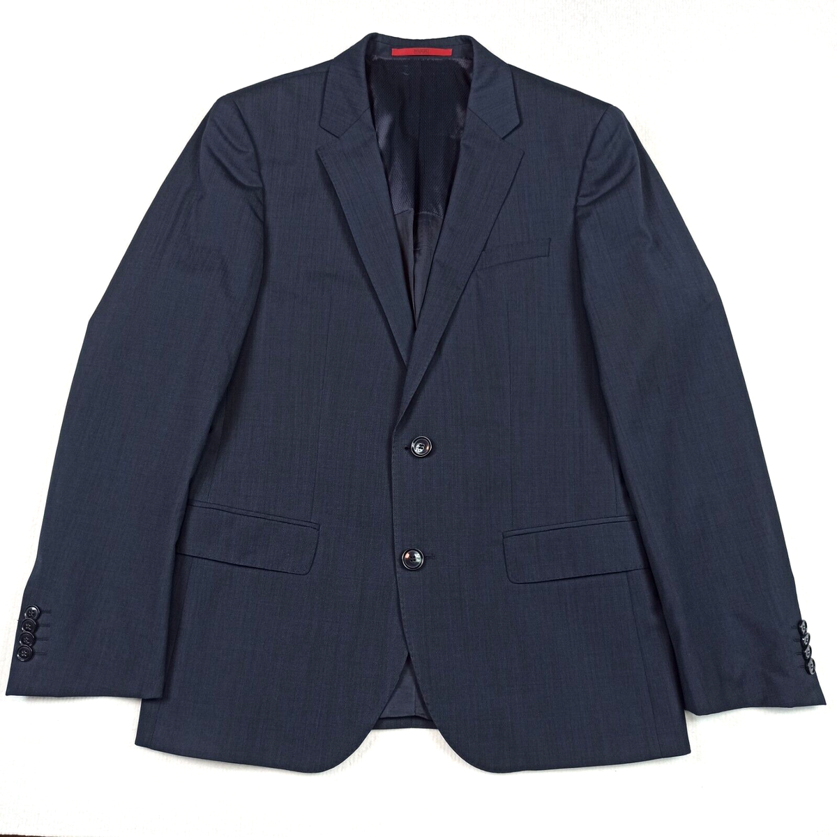 Hugo-Boss Mens Suit Jacket UK-36R EU-46 Navy Blue Stretch Wool