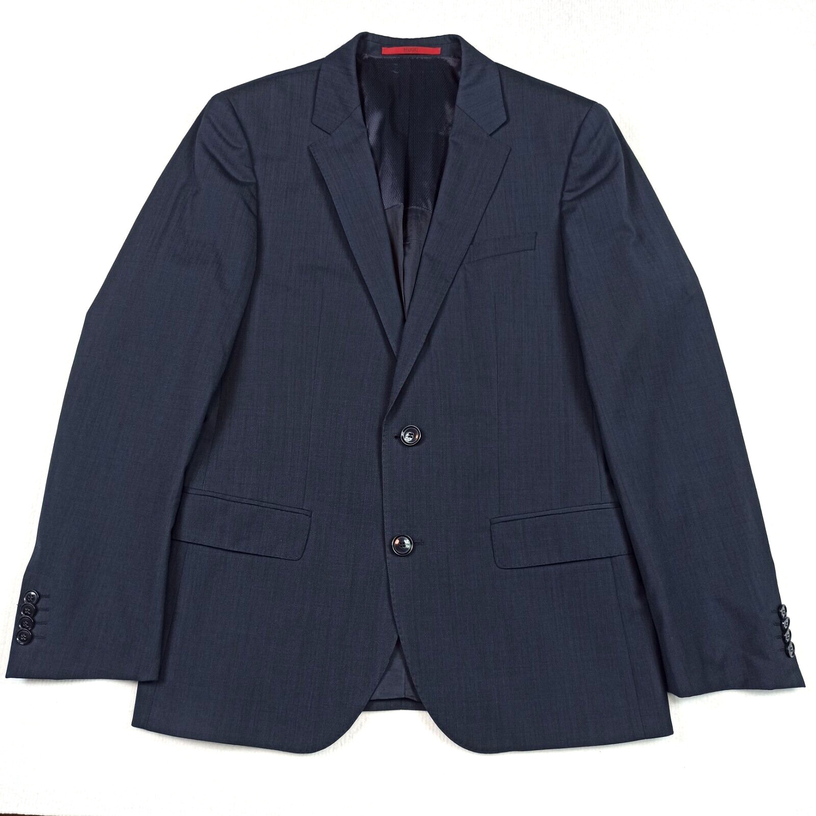 Hugo-Boss Mens Suit Jacket UK-36R EU-46 Navy Blue Stretch Wool Blend Blazer Coat