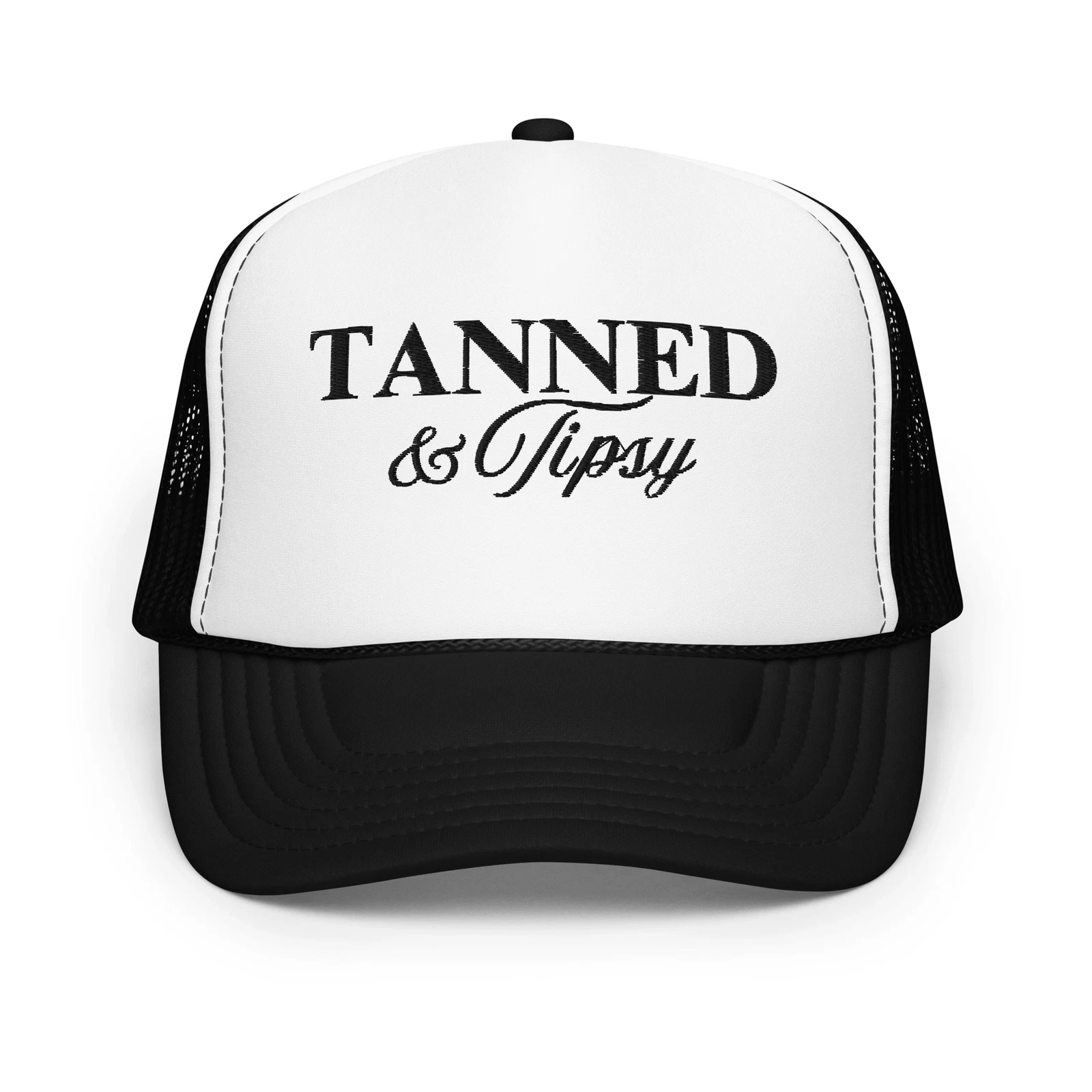 Tanned And Tipsy Foam Trucker Hat Black