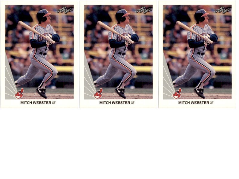 (3) 1990 Leaf #312 Mitch Webster Cleveland Indians Card Lot