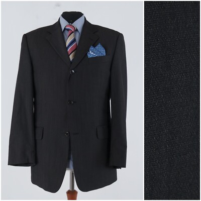 Dunkelgrauer Herrenblazer 44R UK-Größe STEINE Super 100er Wolle Sport Mantel Jacke