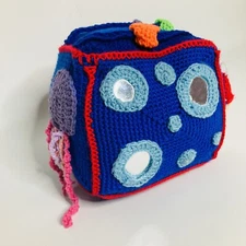 Leisure Arts Play And Learn Activity Cube, Sea Theme, Crochet, Pockets,  Toys