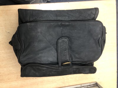 Zara Schwarz Echtleder Kosmetik Clutch Tasche Abendtasche Kosmetiktasche 25x10cm