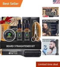 All-in-One Beard Grooming Set: Straightener, Scissors, Brush & Essential Oils