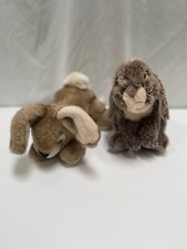 Lot of 2 Bunny Rabbit Plush Stuffy Aurora Toys R Us Brown Lying Down Holland Lop