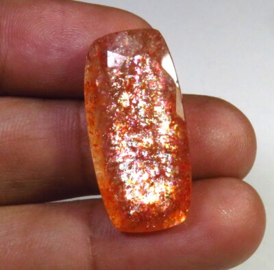 Natural Orange Rainbow Baguette Faceted Cut Sunstone Gemstone 27x13 mm ST-570