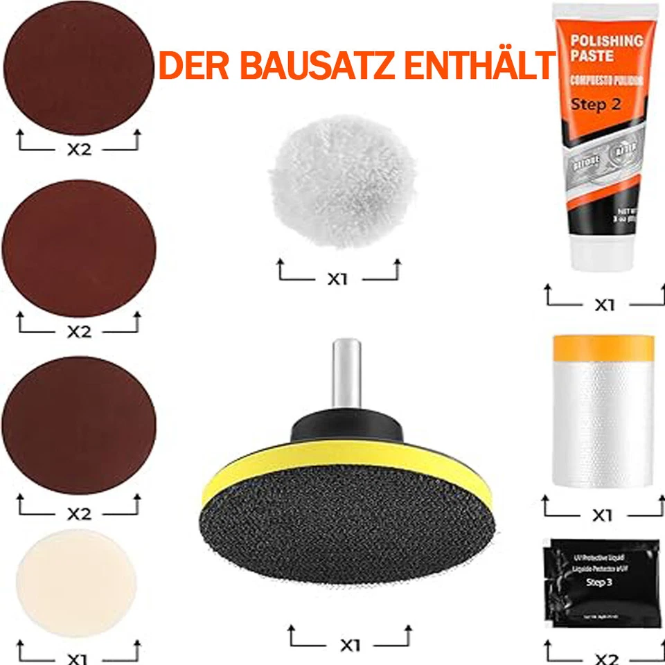 NEU Scheinwerfer Polier Set, Politur-Set, Aufbereitungs-Set, Scheinwerferpolitur - Bild 4 von 4