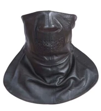 Black Leather Motorcycle Touring & Fashion Face Mask W/ Adjustable Strap 14