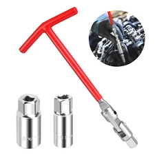 3Pcs Spark Plug Socket Wrench T-Handle Swivel Remover Installer Tool 5/8"&13/16"