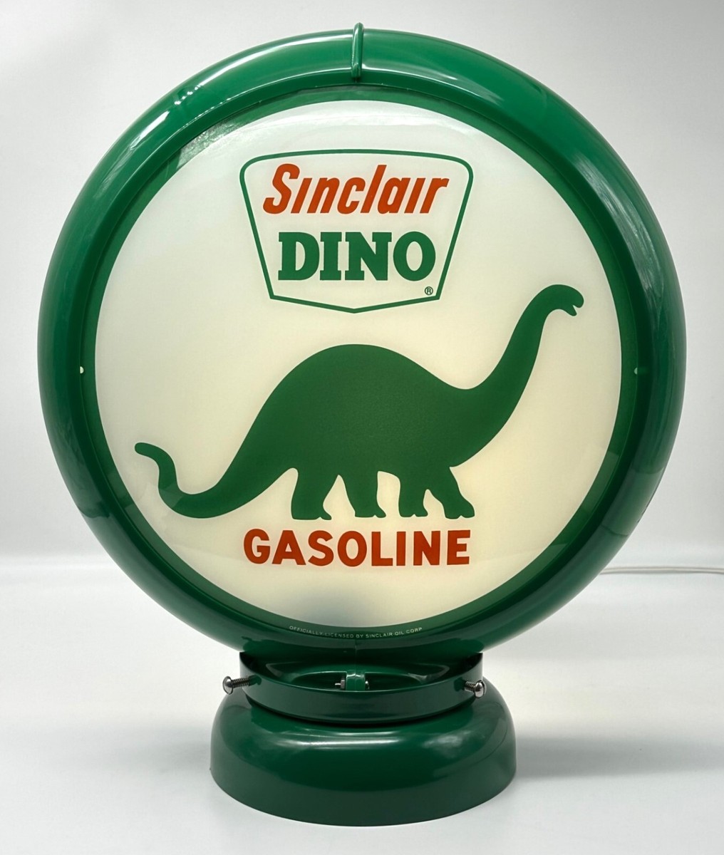 Globe De Pompe à Essence Sinclair Dino - 13,5 Pouces - Acier Non Peint - Reproduction Neuve