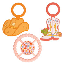 Disco Cowboy Teether Set of 3, Baby Sensory Toys, Montessori Developmental Teeth