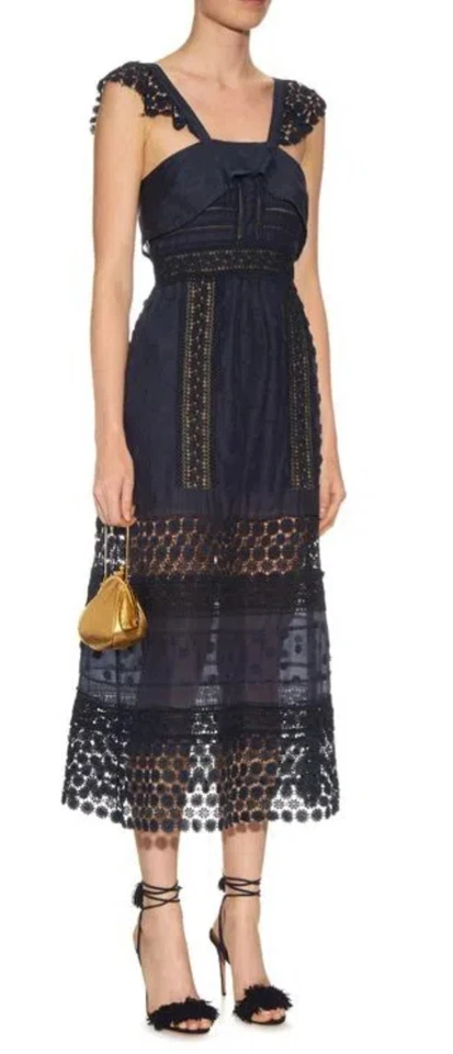 Self Portrait Bluebell Lace Insert Midi Dress UK10