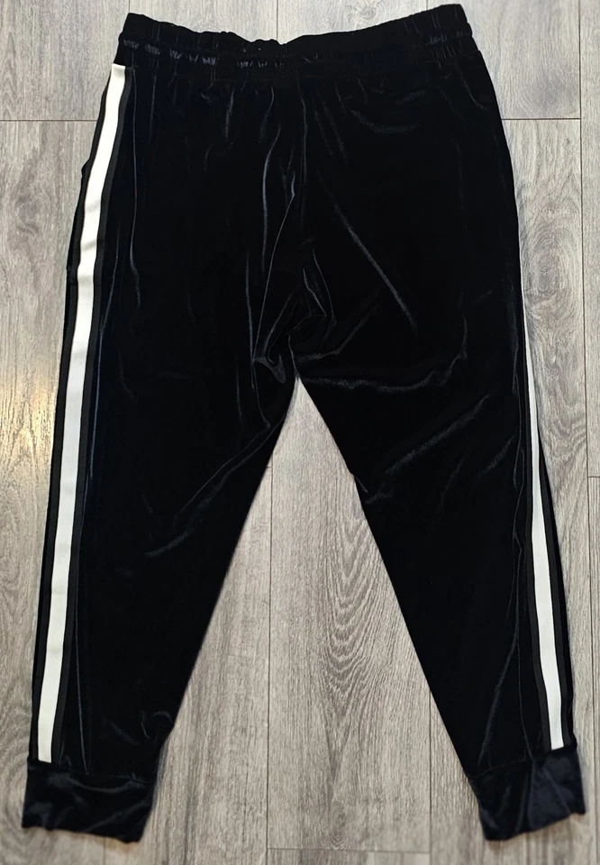 Pantalones de chándal Xersion de terciopelo negro blanco a rayas laterales para mujer talla XL Foto 2 de 4