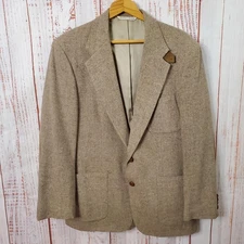 Stafford Blazer Mens 44 Regular Brown Wool Tweed Elbow Patch Country Classic USA