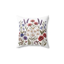 Wildflower Throw Pillow, Cottagecore Floral Cushion Cover