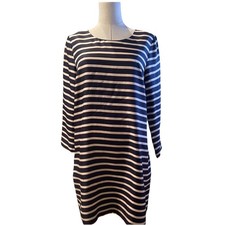 J.Crew Silk Shift Dress Size 6 Blue Multicolor Striped Nautical Coastal Pockets