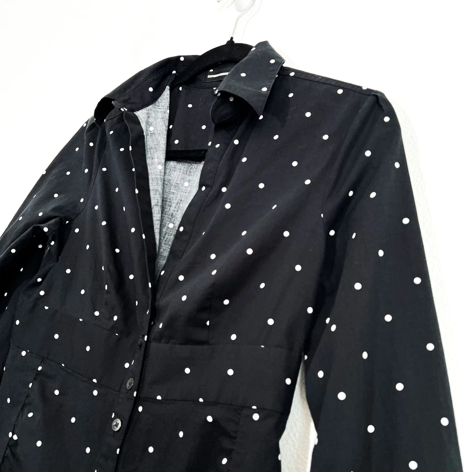 Express Polka Dot Shirt Dress Womens 6 Babydoll Work Office Career Casual Cute - Image 2 of 4
