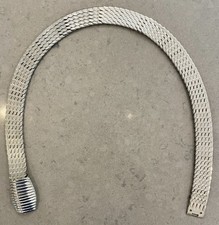 VTG Silver Metal Serpentine Fish Scale Stretch Fashion Belt Retro 30-38"