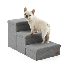 Dog Stairs with Storage, 3-Step Wider Sturdy Dog Steps for Small/Medium/Large...