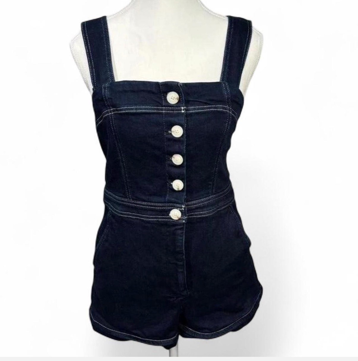 Maeve The Portside Button-Front Romper In Denim From Anthropologie. Size 6