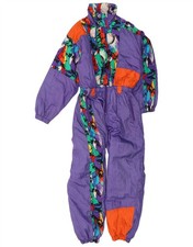 Vintage Girls Ski Jumpsuit 12-13 Years  Purple Colourblock Polyamide DP14