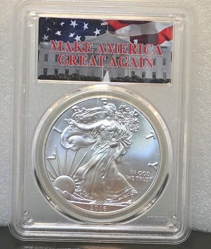 2016  SILVER EAGLE PCGS MS70 30th Anniversary  TRUMP Make America Great Again.