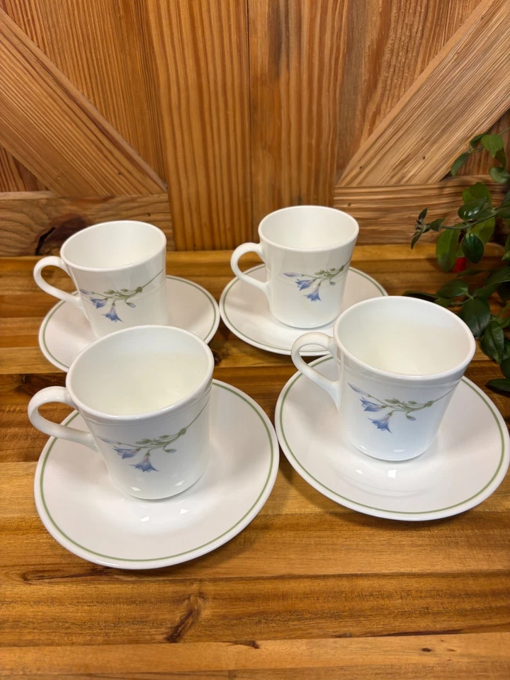 Juego de 4 tazas de café vintage CorningWare Blue Dusk con platillos - Cottagecore Foto 2 de 4